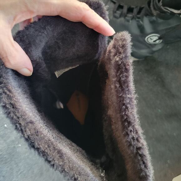 Timberland Grammercy Tall Leather Black Boots Fur Waterproof Winter Size 9 - Picture 8 of 15